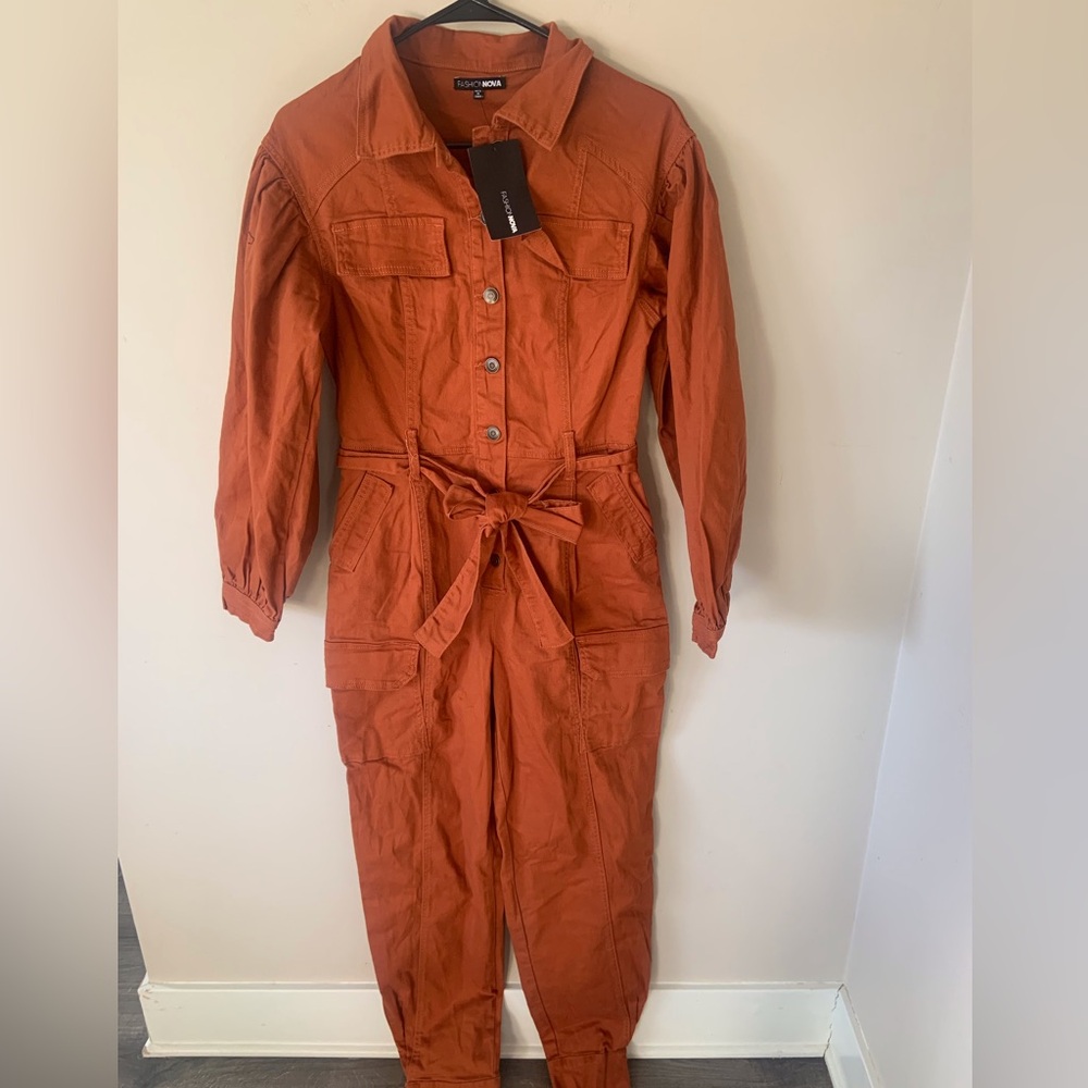 Fashion Nova Rust Jumpsuit